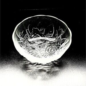Vintage Pasari Indonesia Livia Rose Embossed Glass Bowl 6.5”